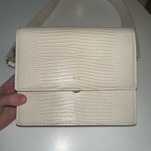 J.W. Pei Mini Flap Crossbody - Ivory Lizard